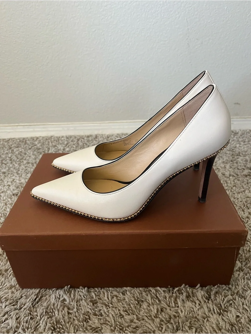 Coach Chalk Tamera Dress Nappa Chain Detail Pump Heels Women's Size 7.5 - Picture 3 of 14